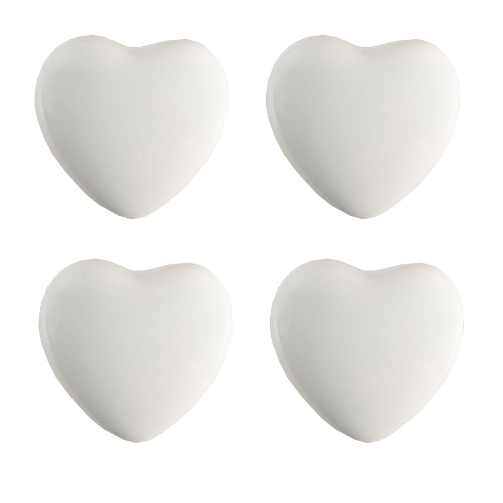 Deurknop Set van 4 Hart Ø 4 cm Wit Keramiek Meubelknop