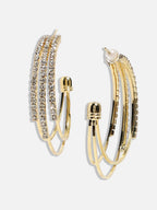 Vergulde moderne halve oorringen – mode-sieraden – kunststenen – paar van 3,5 cm