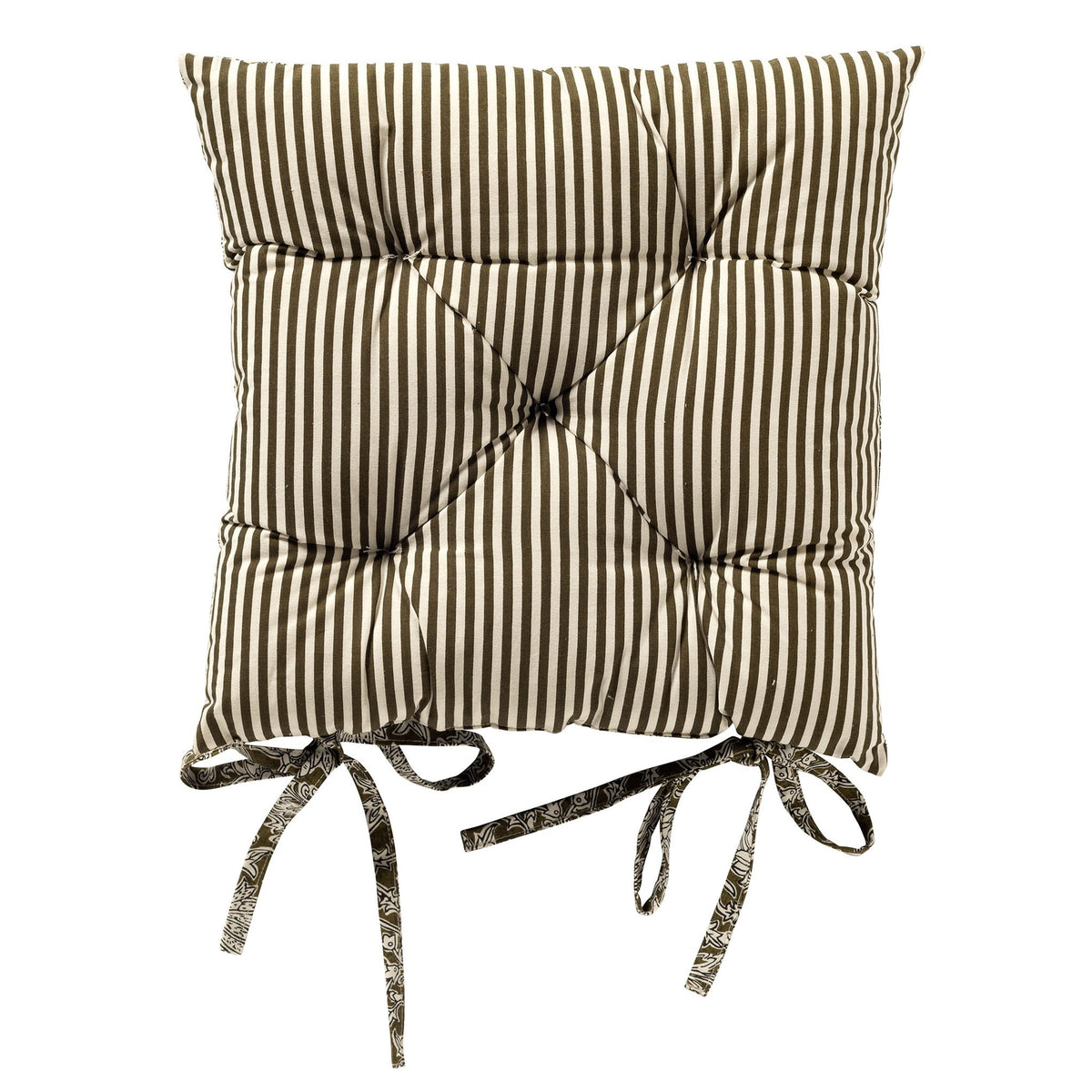 Dutch Decor Joelle - Stoelkussen 40x40 cm - Bloemmotief - Met striklinten - Groen Mos - Groen