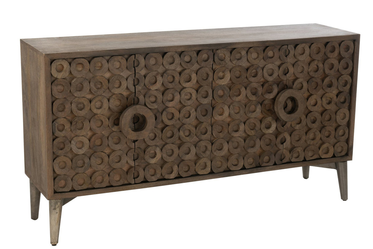 J-Line Buffet 4 Deuren Mangohout/Mdf Bruin
