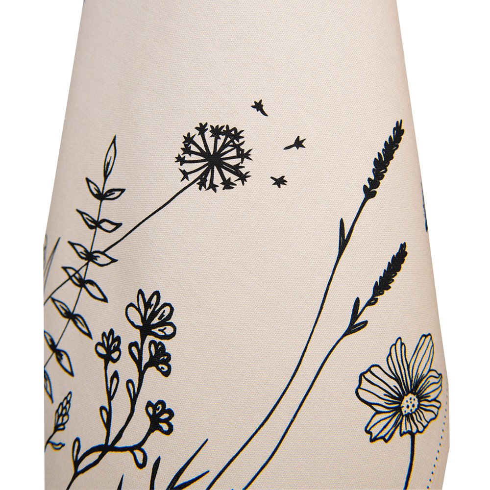 Theedoek 50x70 cm Beige Zwart Katoen Bloemen Keukenhanddoek