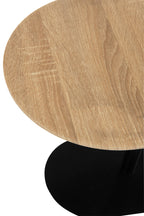J-Line bijzettafel Rond - ijzer - zwart/naturel - set van 2