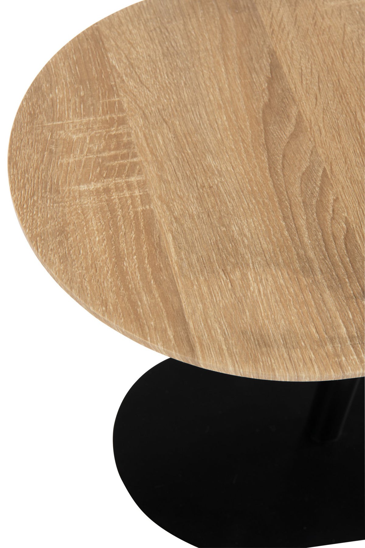 J-Line bijzettafel Rond - ijzer - zwart/naturel - set van 2