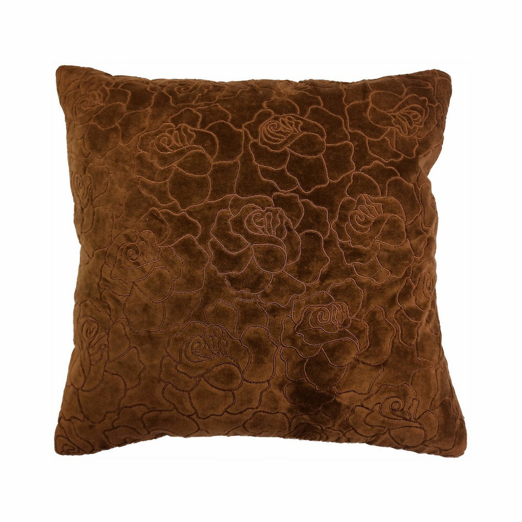 Rose Embroidery kussen roodbruin 45x45cm