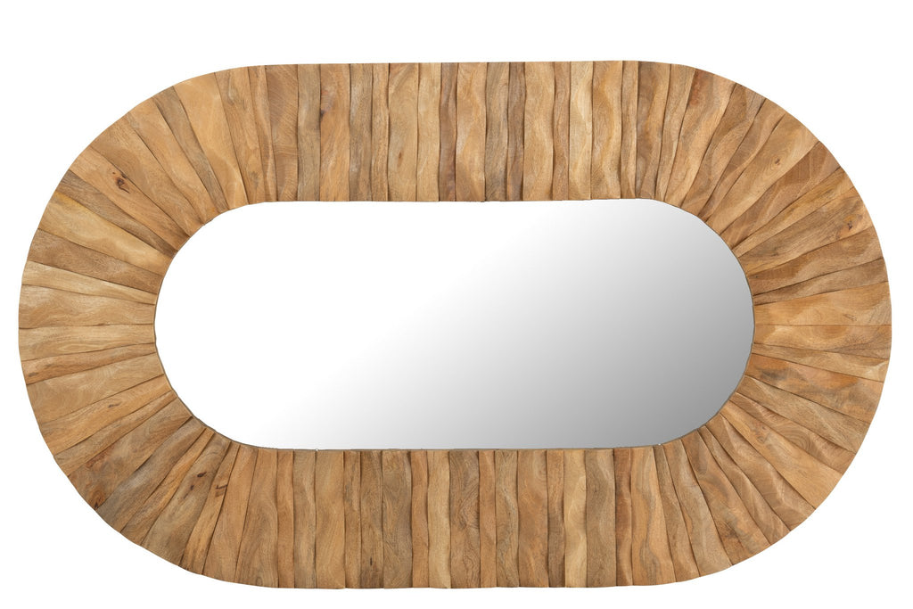J-Line spiegel Curve Ovaal - hout - naturel