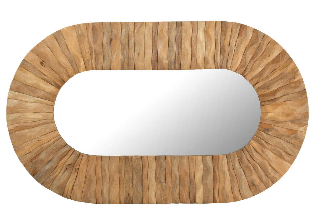 J-Line spiegel Curve Ovaal - hout - naturel