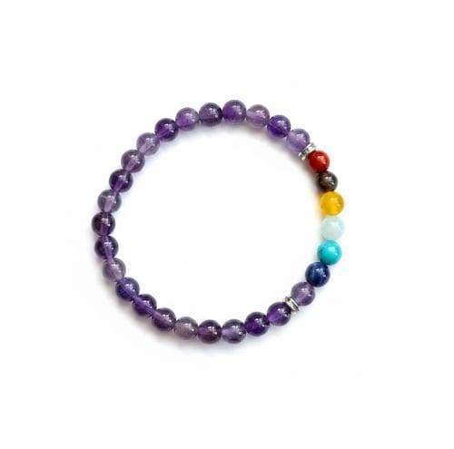 Dames armband Amethist met 7 Chakra kralen