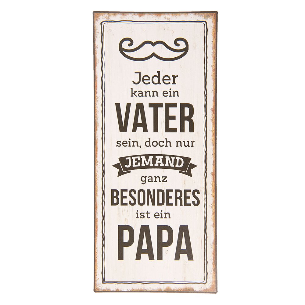 Tekstbord 13x30 cm Wit Zwart Metaal Wandbord