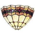 Wandlamp Tiffany 30x14x20 cm Beige Bruin Glas Roos Muurlamp