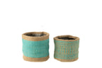 J-Line mand Rond + Band - jute - naturel/azuur - XS/S - 2 stuks