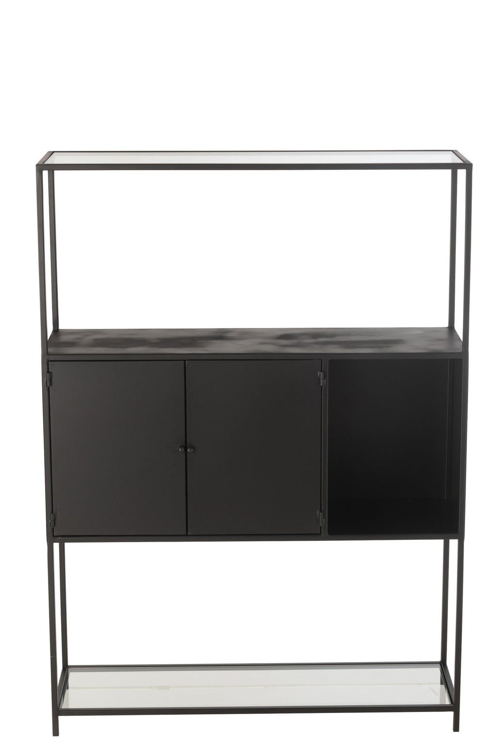 J-Line rek - metaal/glas - zwart
