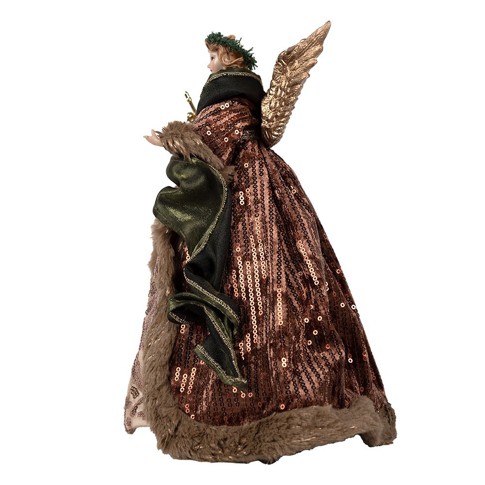 Kerstdecoratie Engel 16x10x28 cm Bruin Kunststof Kerstboomversiering