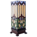 Tiffany Tafellamp 17x17x44 cm Beige Blauw Glas Tiffany Bureaulamp