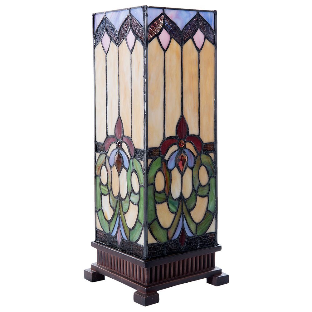 Tiffany Tafellamp 17x17x44 cm Beige Blauw Glas Tiffany Bureaulamp