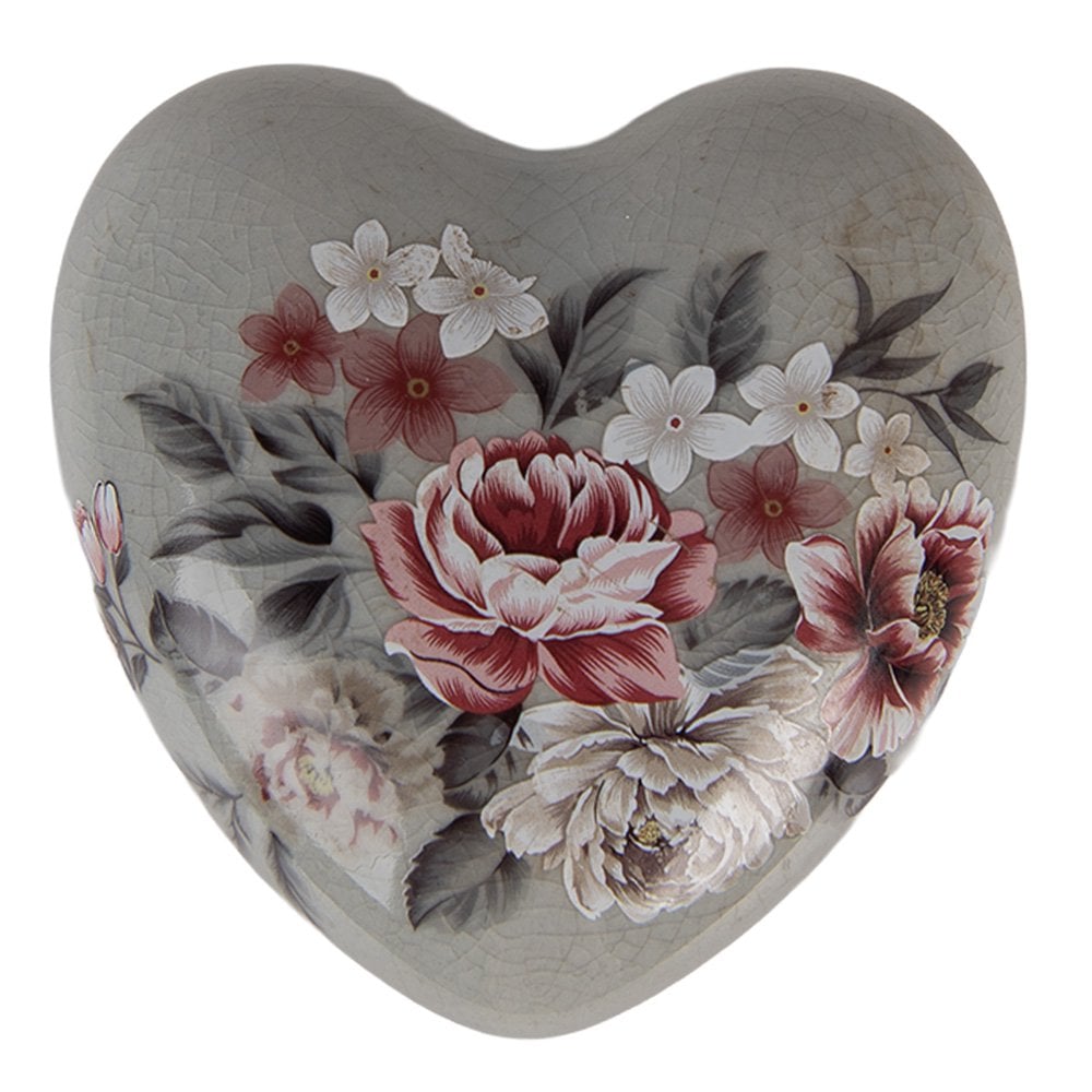 Decoratie Hart 8x8x4 cm Bloemen