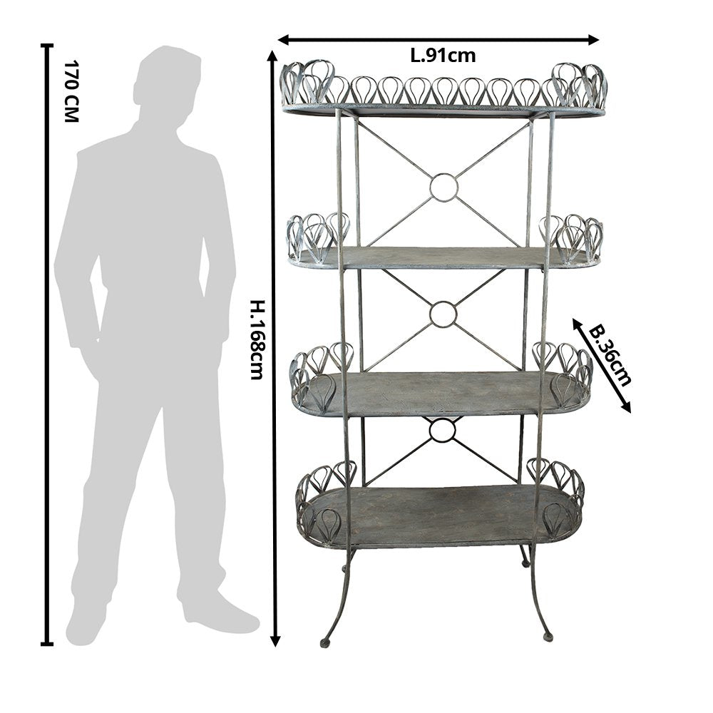 Opbergrek Grijs, IJzer 91x36x168 cm
