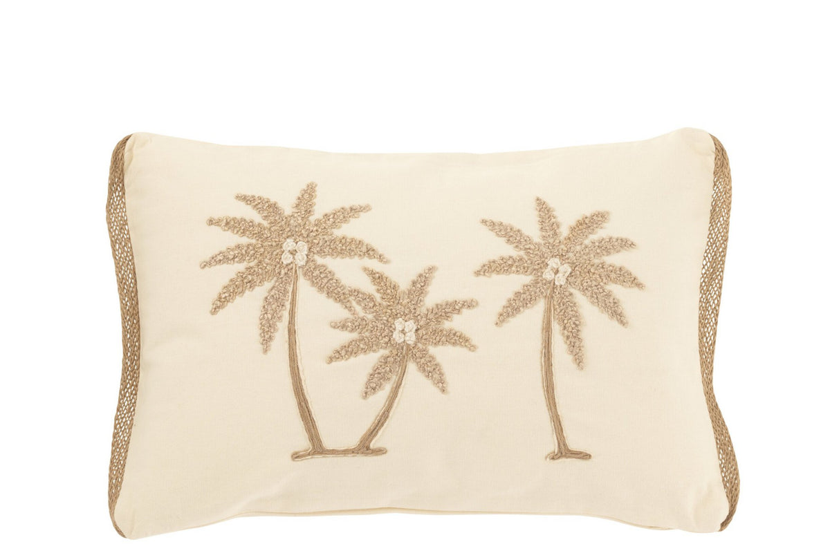 J-Line kussen Rechthoek Palmbomen - katoen - creme/beige