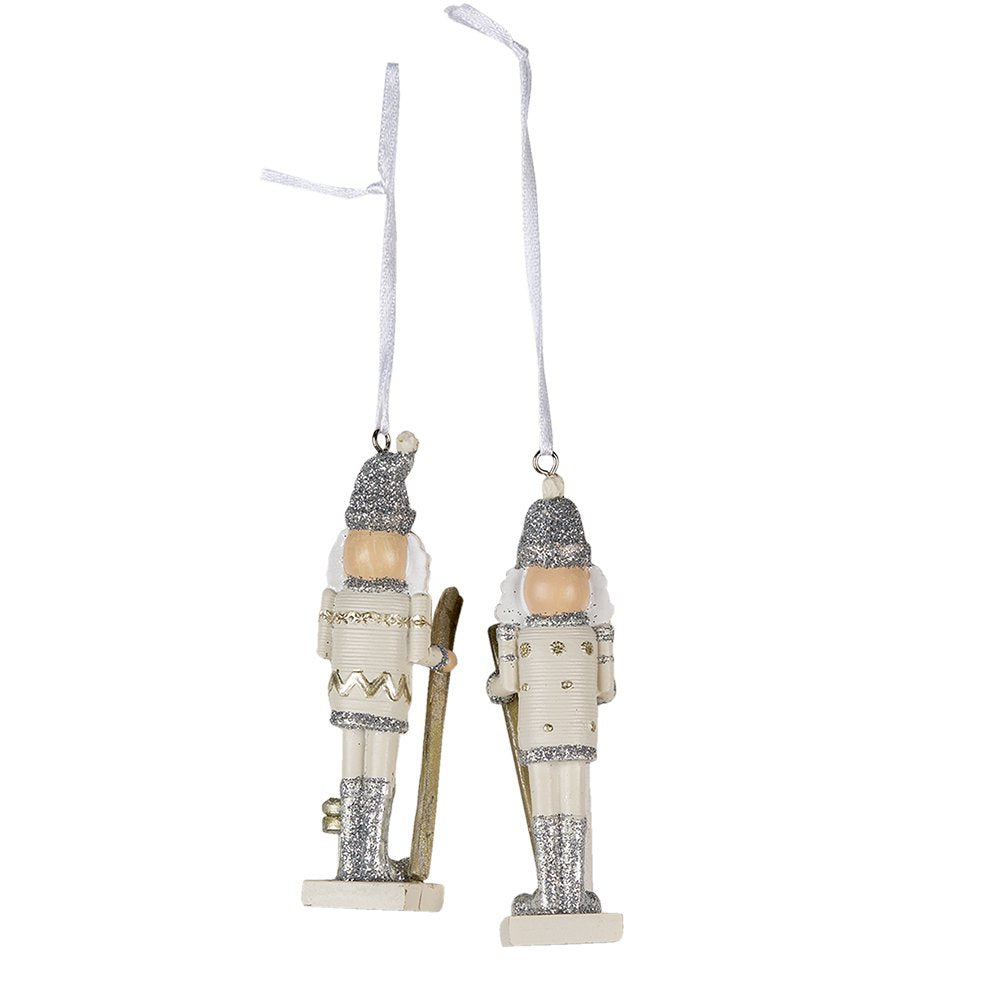 Kersthanger Set van 2 Notenkraker 10 cm Zilverkleurig Kunststof