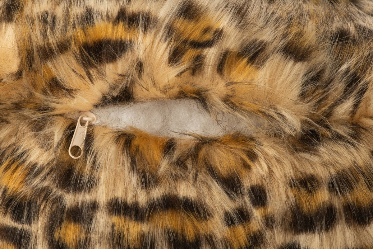 J-Line Kattenmand met luipaardmotief - polyester - roest/beige