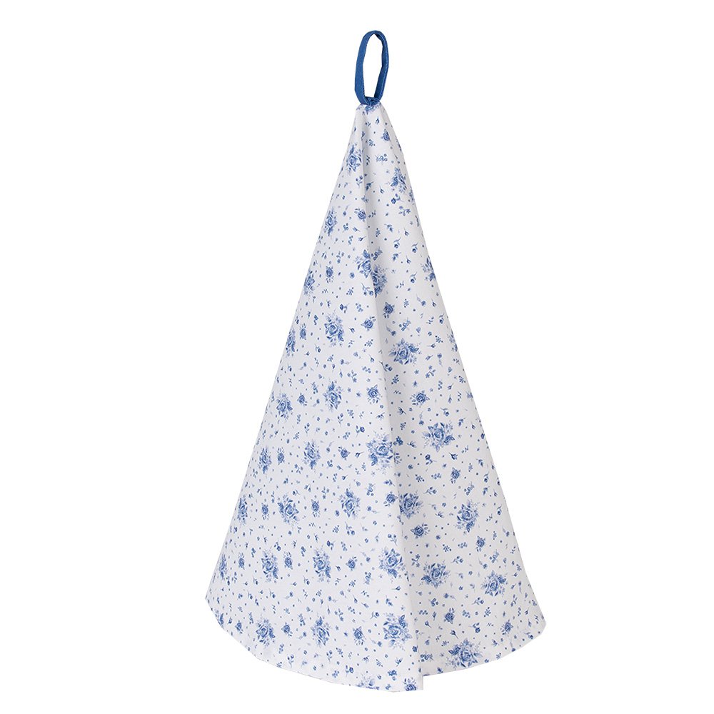 Theedoek Ø 80 cm Wit Blauw Katoen Roosjes