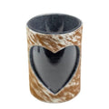Windlicht koe hart bruin/wit 20cm