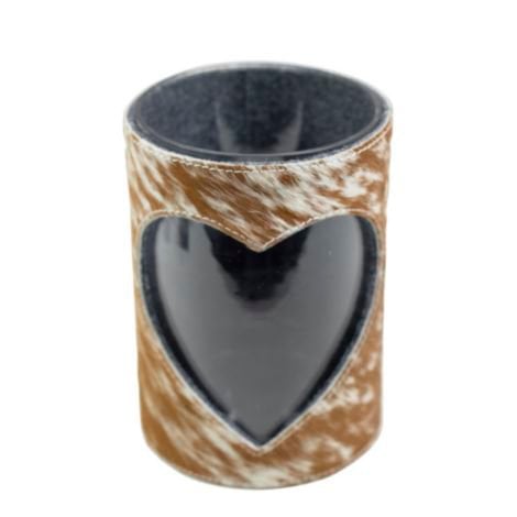 Windlicht koe hart bruin/wit 20cm