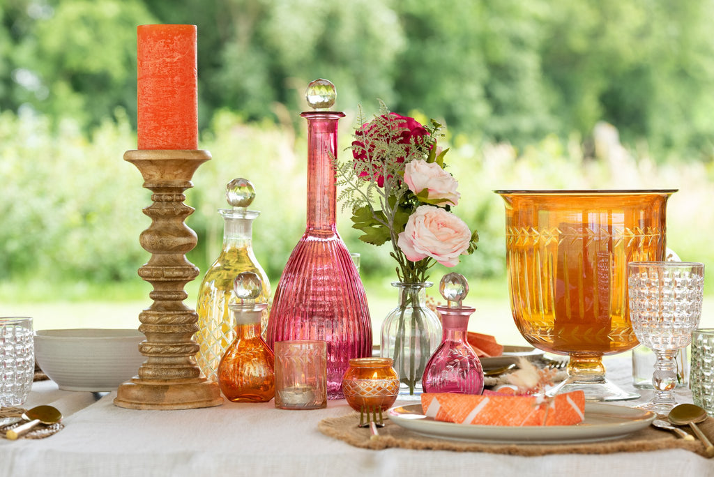 J-Line karaf Strepen - glas - rood
