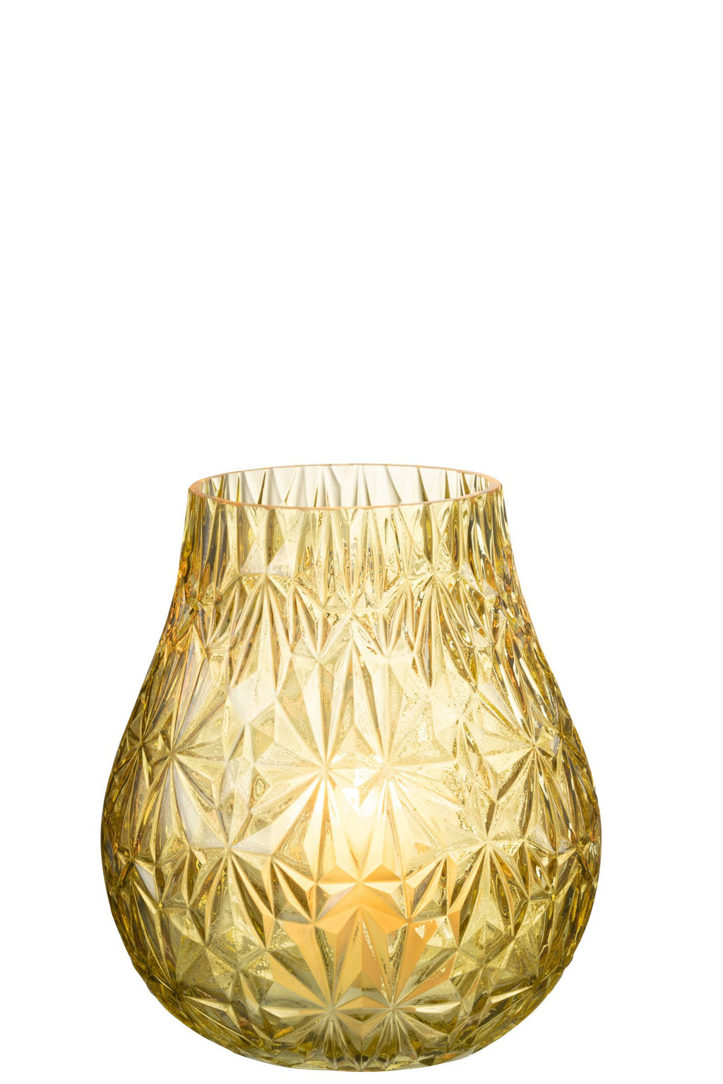 J-Line vaas Nox Geslepen - glas - geel - small - 22.5 cm hoog