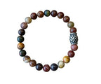Heren armband Koffierode Picasso Jaspis met vlecht kraal
