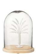 J-Line decoratie Stolp Palmboom - glas/metaal - wit/naturel - large
