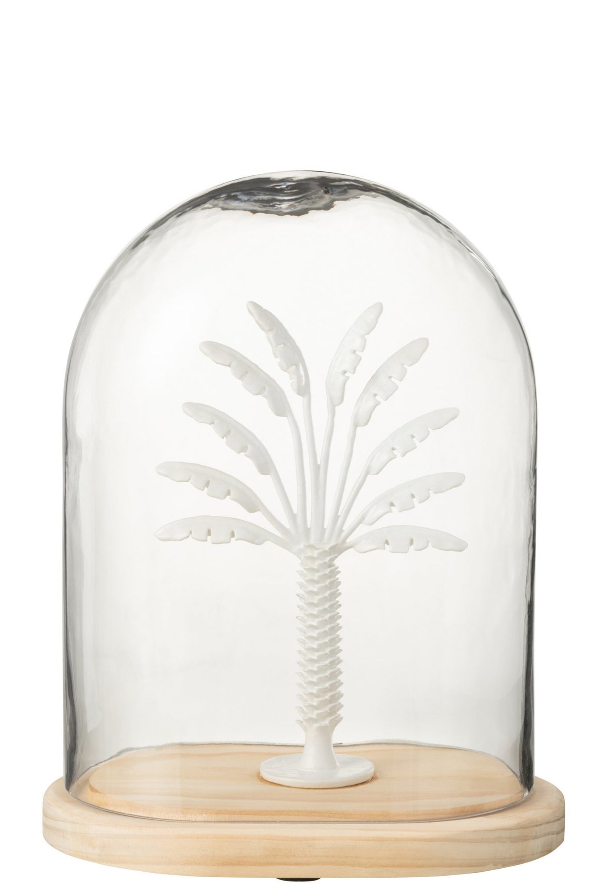 J-Line decoratie Stolp Palmboom - glas/metaal - wit/naturel - large