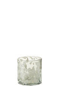 J-Line windlicht Spikkel - glas - grijs/wit - small