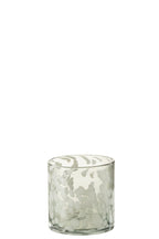 J-Line windlicht Spikkel - glas - grijs/wit - small