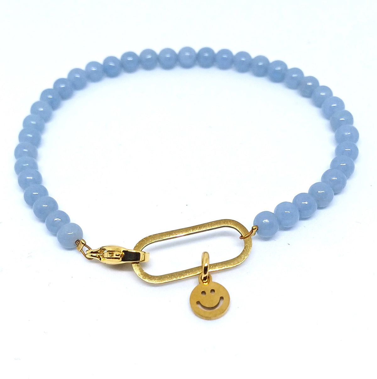 Edelsteen armbandje met ovale link sluiting