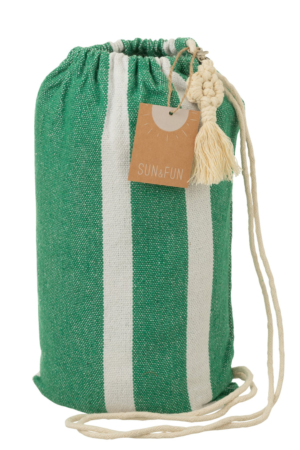 J-Line Hangmat Strepen Katoen/Polyester Donker Groen/Wit