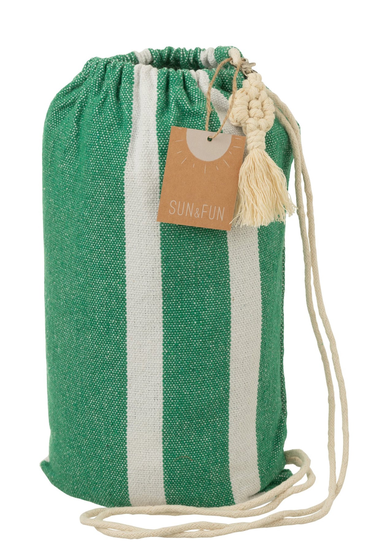 J-Line Hangmat Strepen Katoen/Polyester Donker Groen/Wit