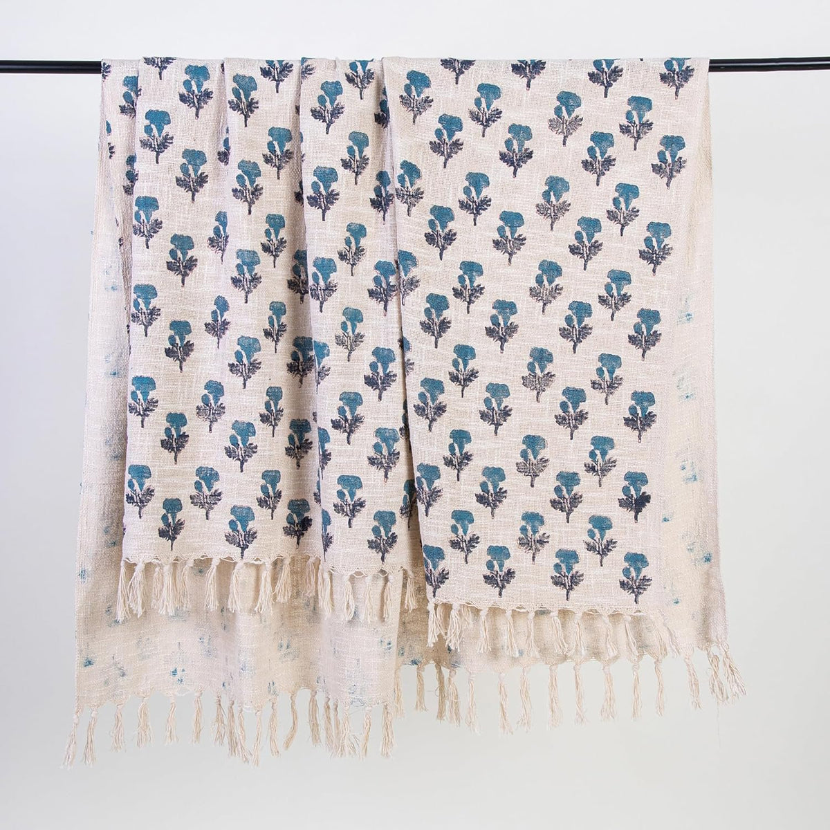 Blauw bedrukte deken – 100% katoen – 50x70 inch – machinewasbaar