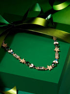 Vergulde verfraaide ketting – Mode-sieraden – Legering, Kunststenen, Kreeftsluiting – 25 cm