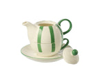 J-Line theepot Gestreept - keramiek - groen/wit