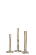 J-Line kaarshouder Marmer - steen - beige - set van 3