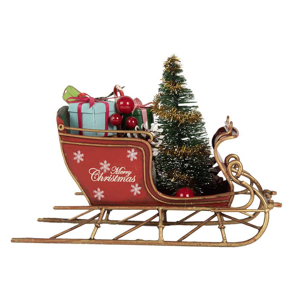 Kerstdecoratie Beeld Slee 17x8x12 cm Rood Metaal
