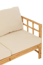 J-Line zetel Elise + kussen 3 Personen - rotan/textiel - naturel/wit