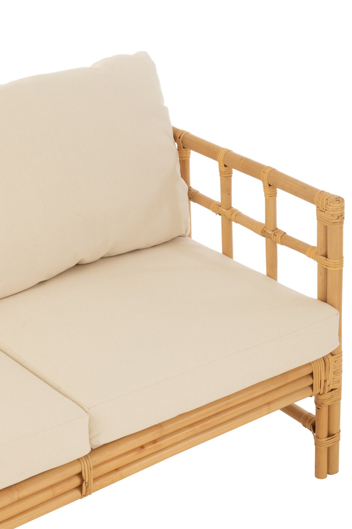 J-Line zetel Elise + kussen 3 Personen - rotan/textiel - naturel/wit