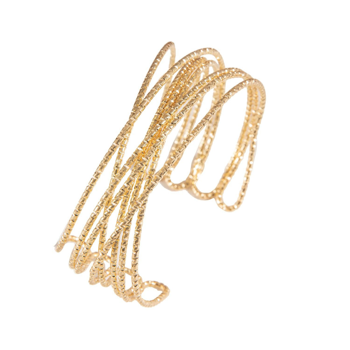 Geometrische dubbel gedraaide Kada-armband – armband met open manchet – vergulde afwerking – verstelbare pasvorm