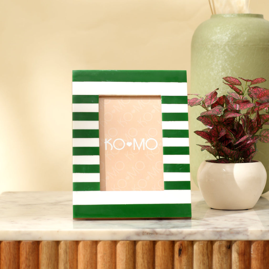 Groen gestreept hars fotolijst 4 x 6 inch modern tafelblad