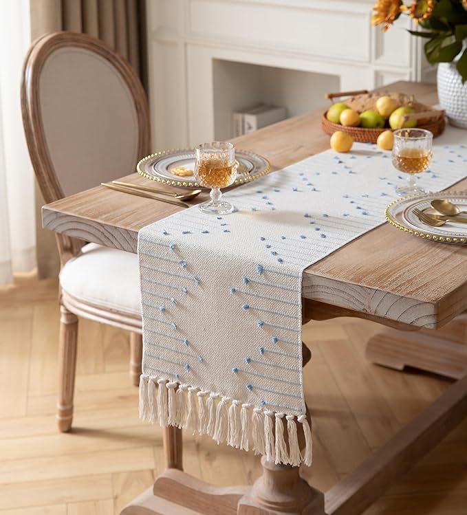 Decoratieve tafelloper – tafellinnen van puur katoen – ontwerp met thermische bescherming – 14x72 inch