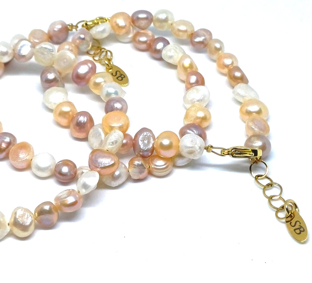 Zoetwaterparel Nugget armband seashell