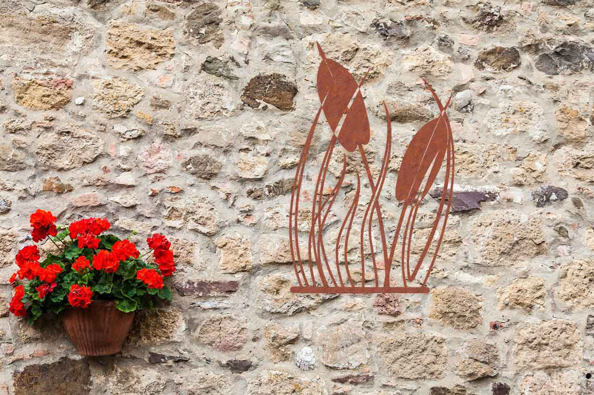 Pampagras roestmetaal wanddecoratie