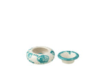J-Line asbak Granada - keramiek - wit/aqua - small