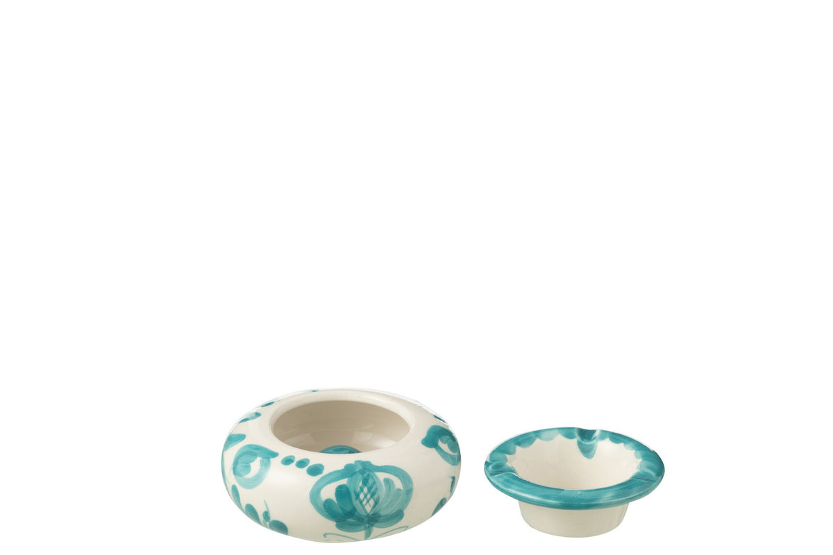 J-Line asbak Granada - keramiek - wit/aqua - small